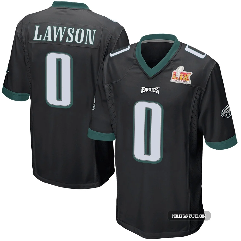 Youth Deontae Lawson ＃0 Philadelphia Eagles Black Game Alternate Super Bowl LIX Jersey
