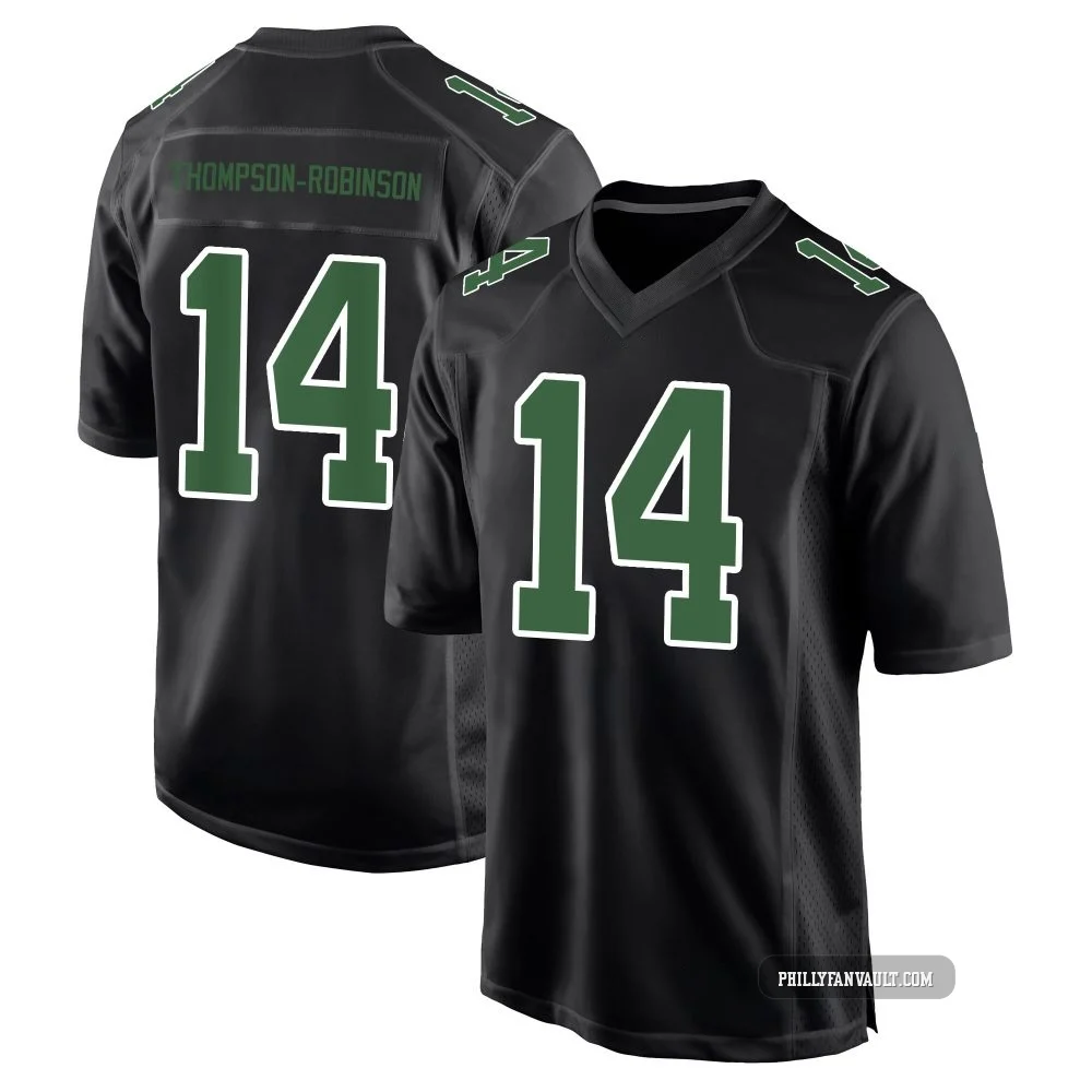 Youth Dorian Thompson-Robinson ＃14 Philadelphia Eagles Black/Kelly Game Carbon Green Fashion Jersey