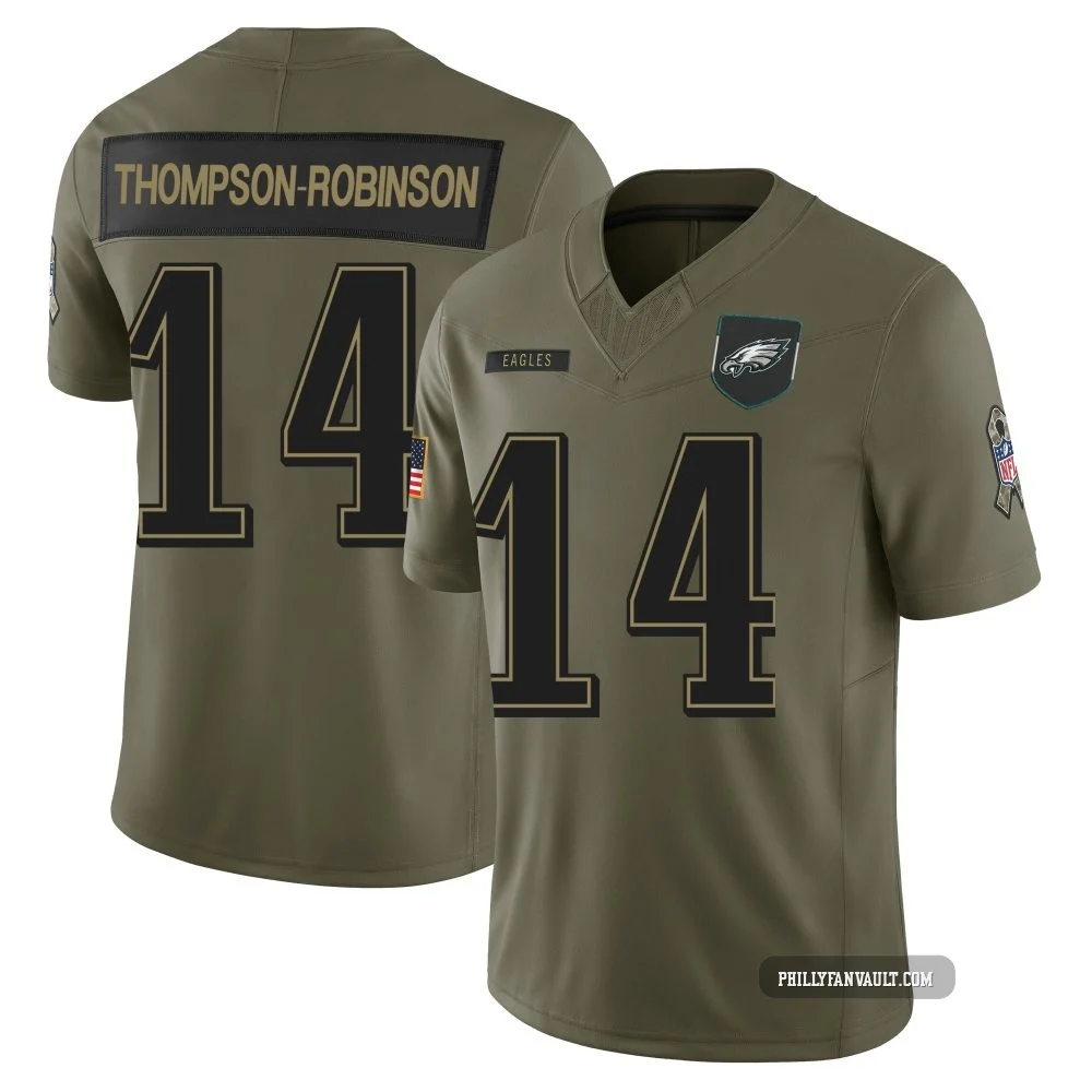 Youth Dorian Thompson-Robinson ＃14 Philadelphia Eagles Olive Limited 2025 Salute to Service Jersey