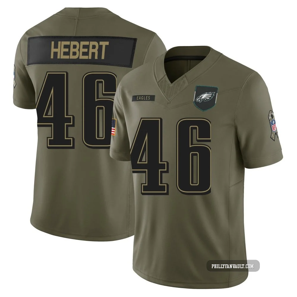 Youth Griffin Hebert ＃46 Philadelphia Eagles Olive Limited 2025 Salute to Service Jersey