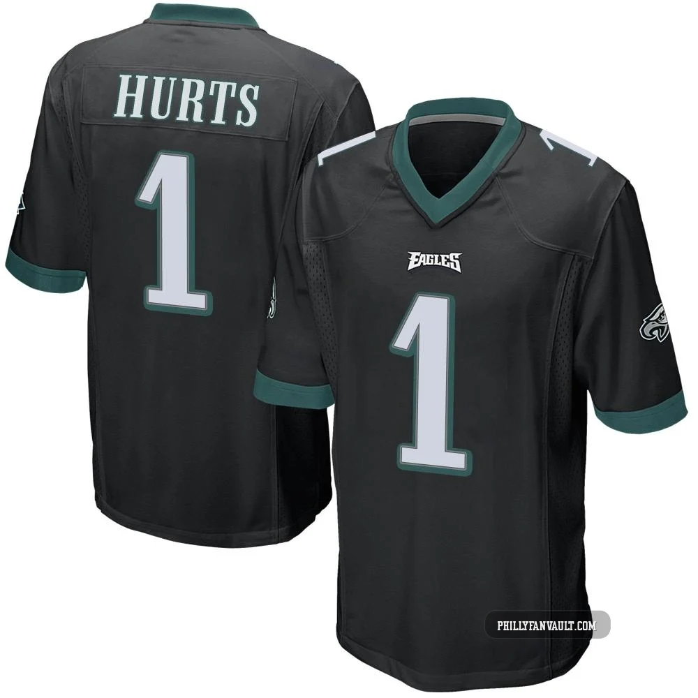 Youth Jalen Hurts ＃1 Philadelphia Eagles Black Game Alternate Jersey