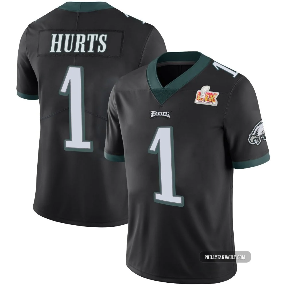 Youth Jalen Hurts ＃1 Philadelphia Eagles Black Limited Alternate Vapor Untouchable Super Bowl LIX Jersey