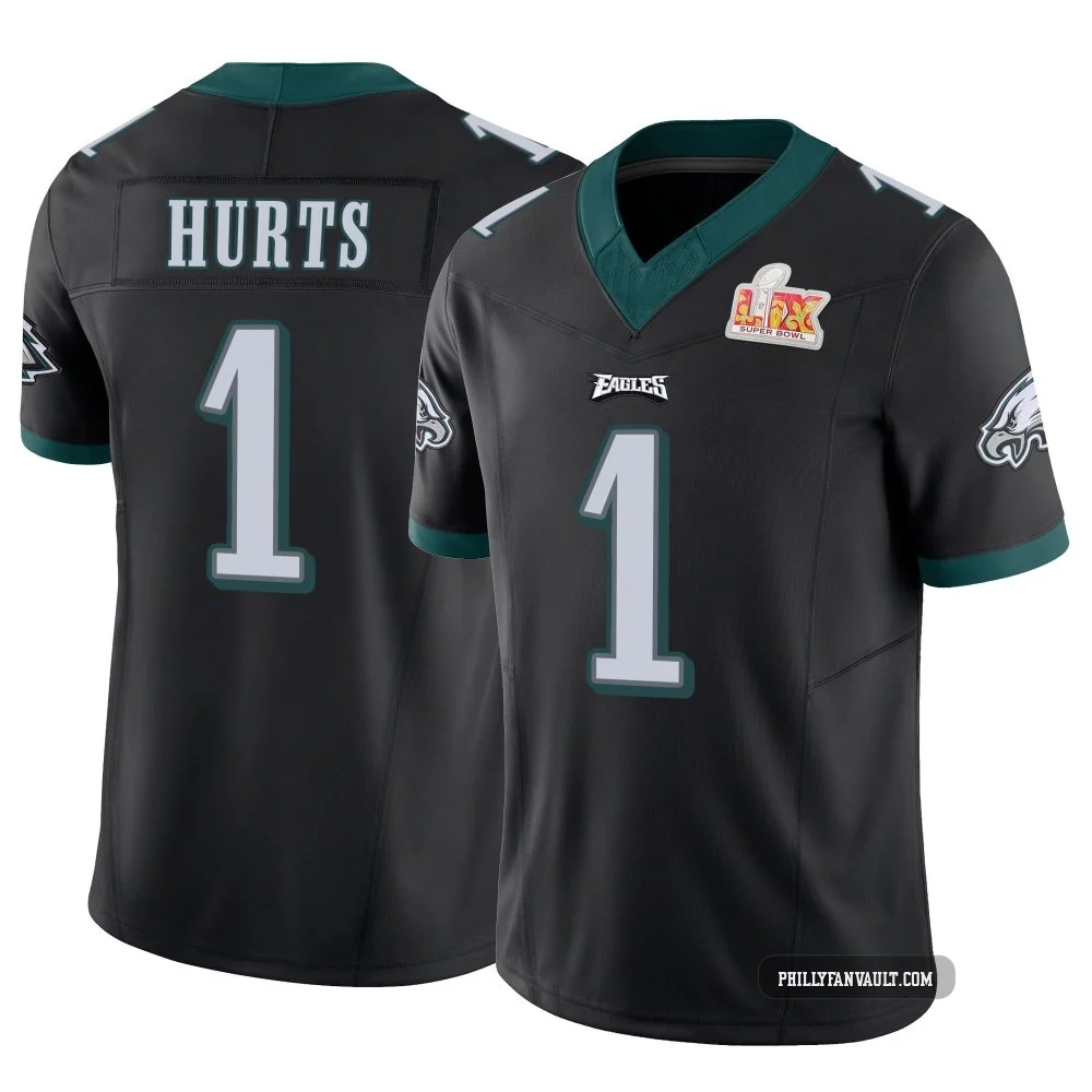 Youth Jalen Hurts ＃1 Philadelphia Eagles Black Limited Vapor F.U.S.E. Super Bowl LIX Jersey