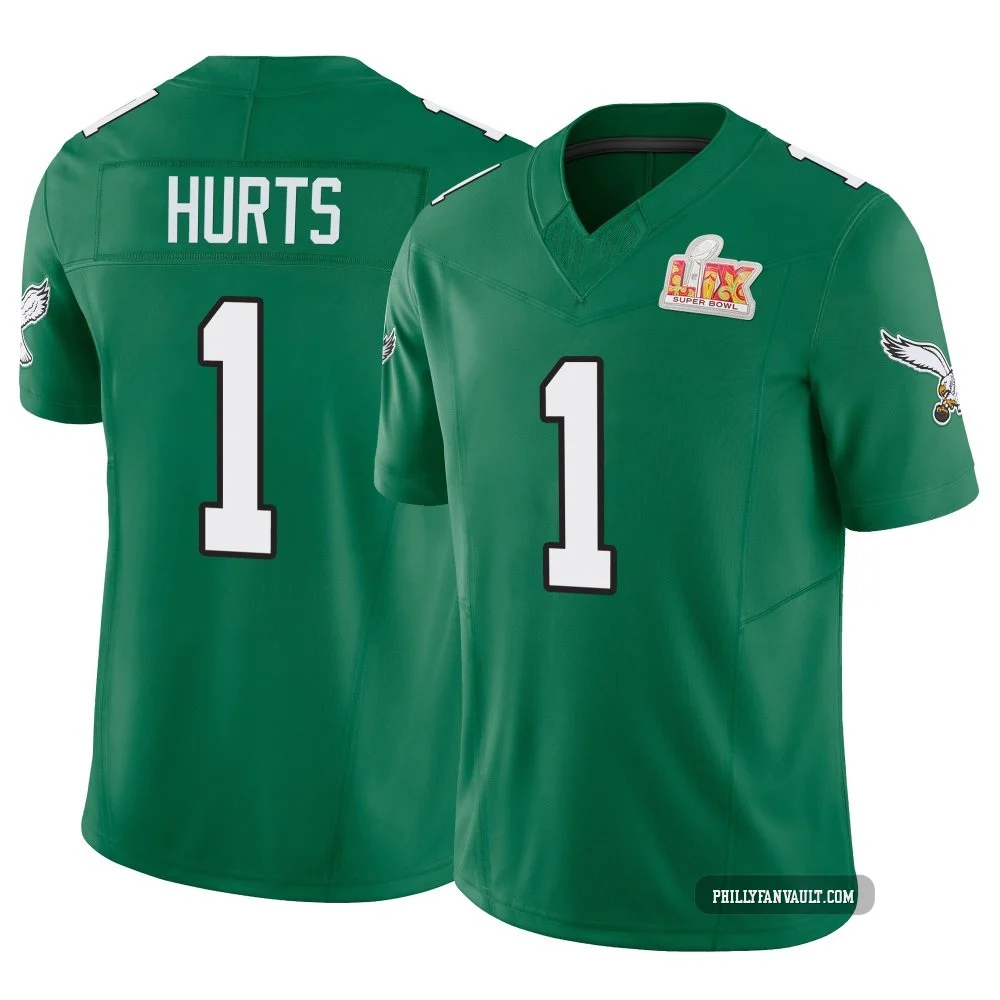 Youth Jalen Hurts ＃1 Philadelphia Eagles Green Limited Kelly Alternate Vapor F.U.S.E. Super Bowl LIX Jersey