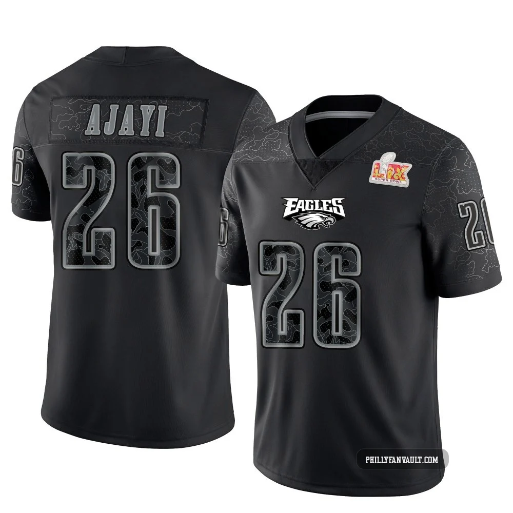 Youth Jay Ajayi ＃26 Philadelphia Eagles Black Limited Reflective Super Bowl LIX Jersey