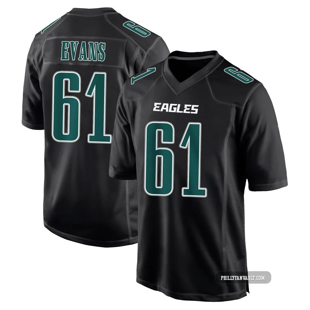 Youth Joe Evans ＃61 Philadelphia Eagles Black Game Carbon Fashion Jersey