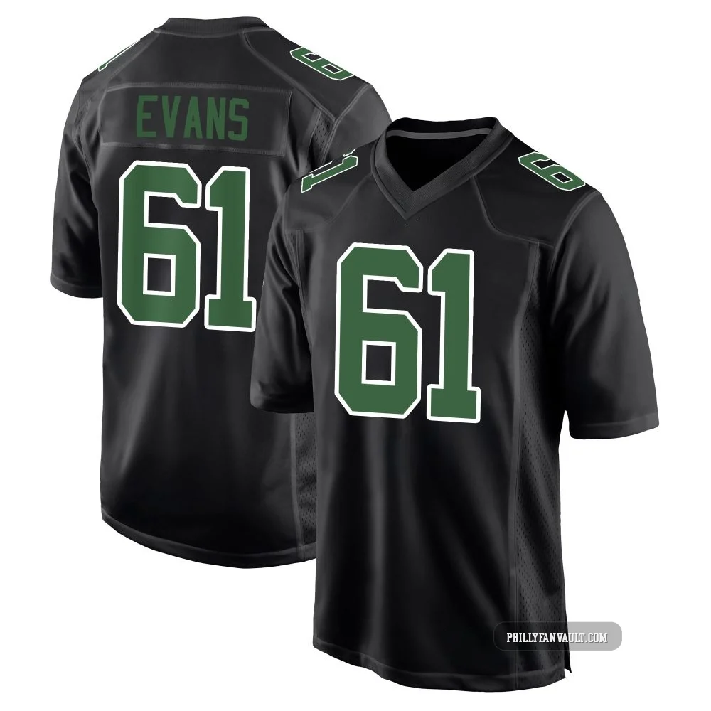 Youth Joe Evans ＃61 Philadelphia Eagles Black/Kelly Game Carbon Green Fashion Jersey