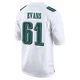 Youth Joe Evans ＃61 Philadelphia Eagles White Game Tundra Fashion Jersey