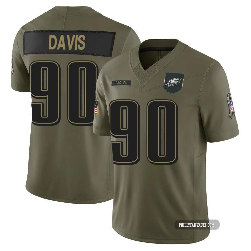 Youth Jordan Davis ＃90 Philadelphia Eagles Olive Limited 2025 Salute to Service Jersey