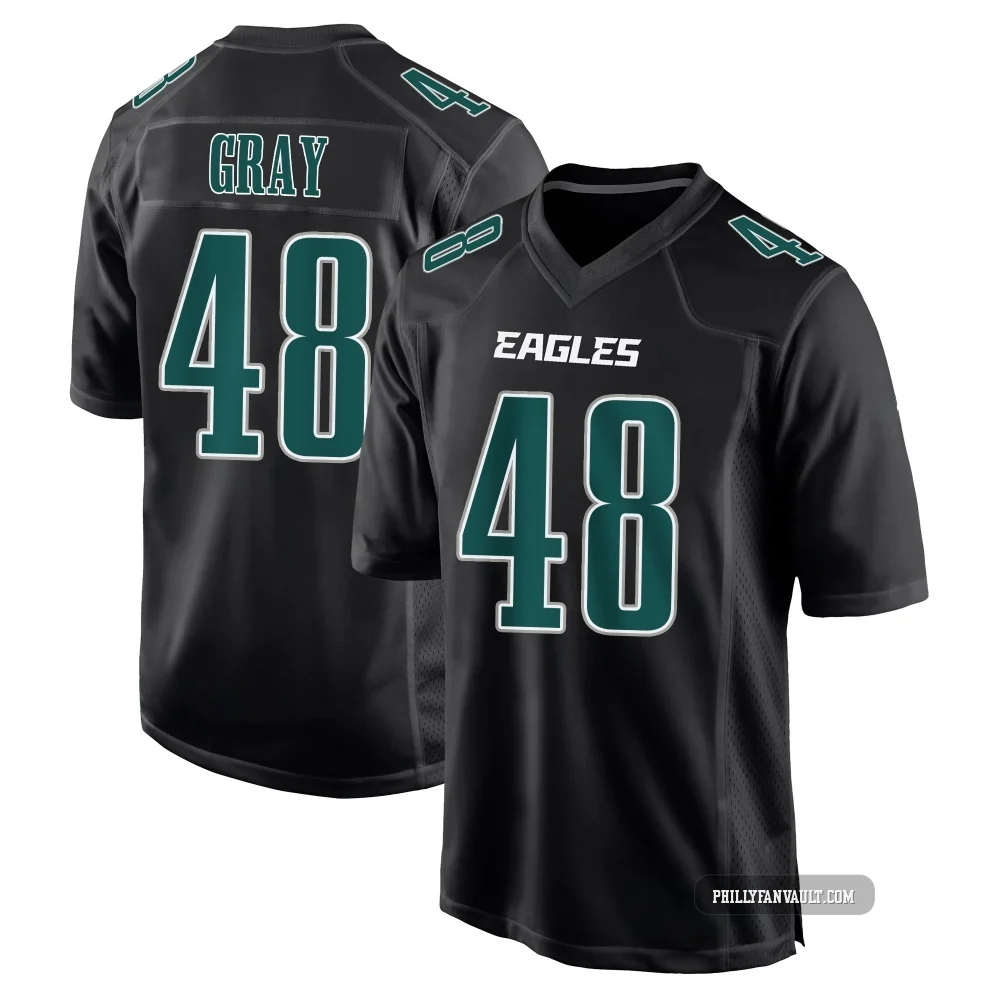 Youth J.T. Gray ＃48 Philadelphia Eagles Black Game Carbon Fashion Jersey