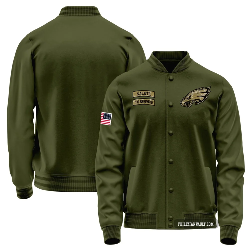 Youth Philadelphia Eagles Olive Salute to Service Sideline Performance Jacket