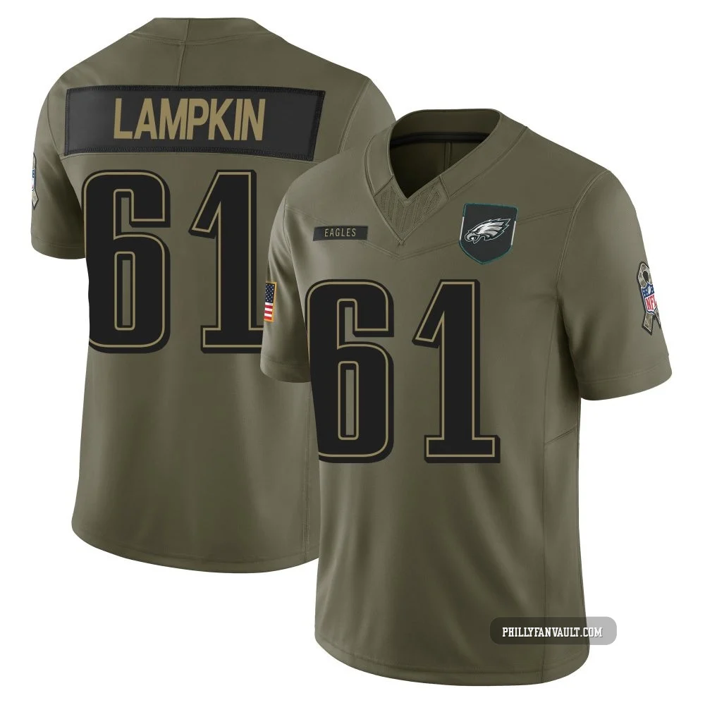 Youth Willie Lampkin ＃61 Philadelphia Eagles Olive Limited 2025 Salute to Service Jersey