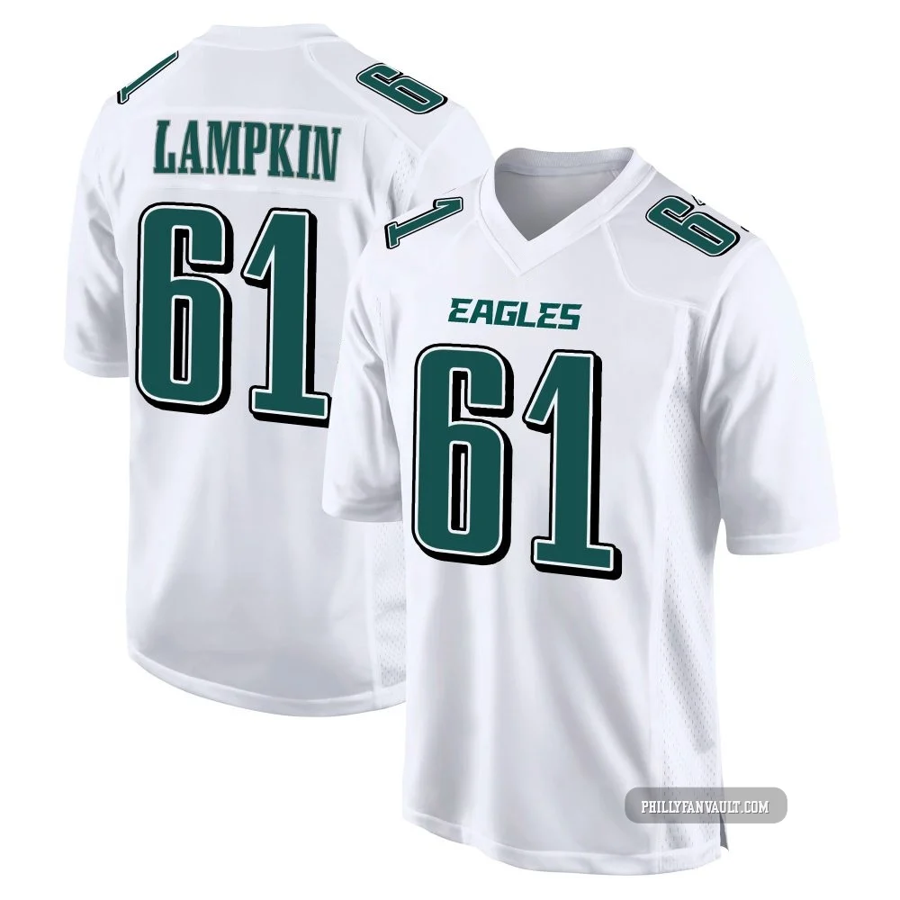 Youth Willie Lampkin ＃61 Philadelphia Eagles White Game Tundra Fashion Jersey